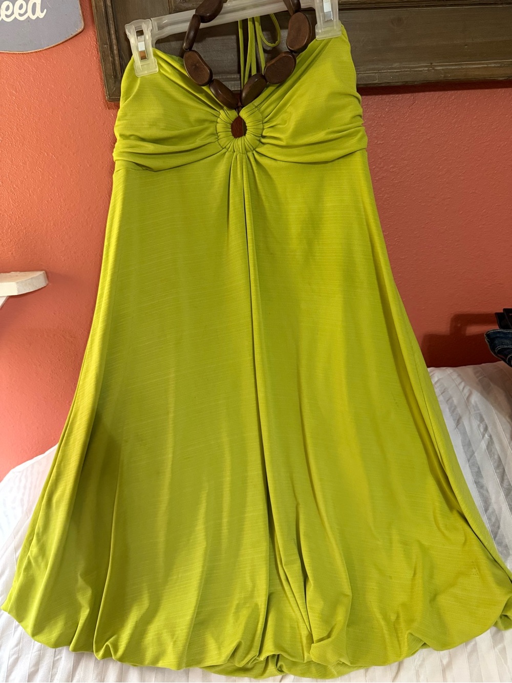 A. Byer Lime Green Strapless Ring-Front Sundress